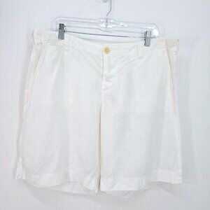 CP Shades White 100% Linen Bermuda Shorts Women's Large Button Fly